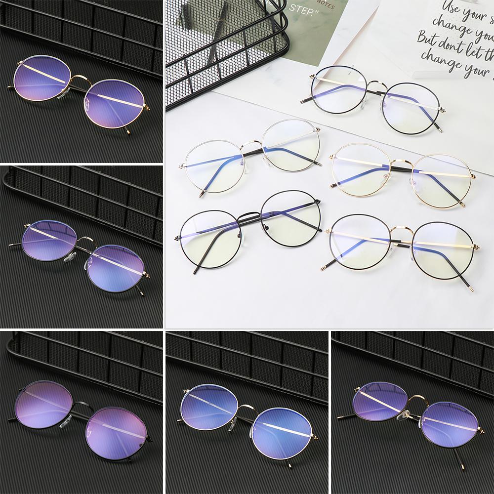 Vintage Computer Eyeglasses Protection Ultra Light Frame Anti-Blue Light Eyeglasses Metal Glasses