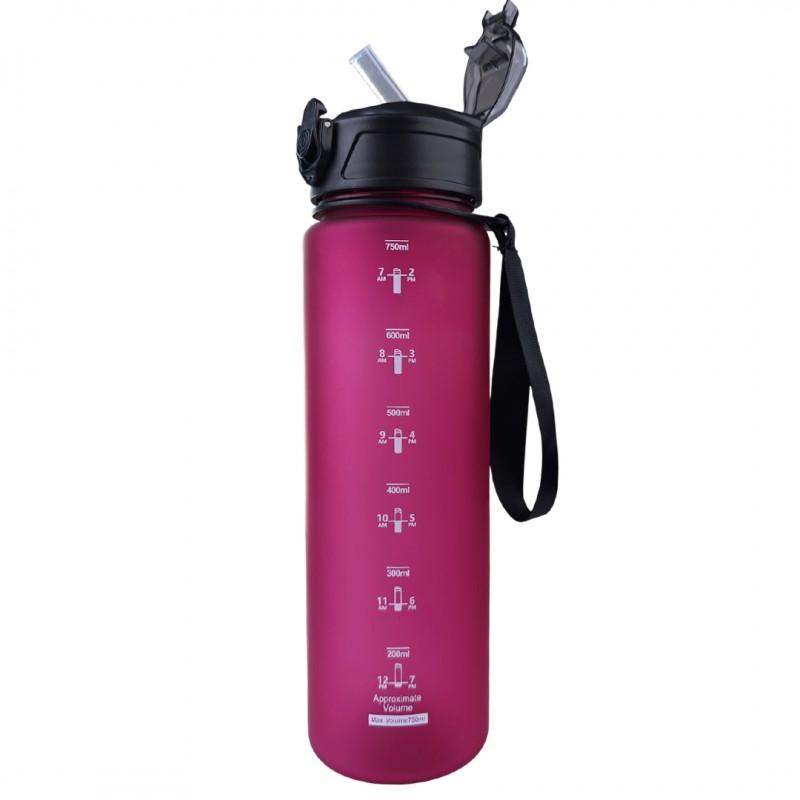 Butelka Na Wodę Bidon Sportowy Matowy Bordowy Fitness Siłownia 750 Ml