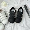 Autumn Leather Women's New Velcro Little White Shoes Small Thick-soled Big Head Sports and Leisure Shoes