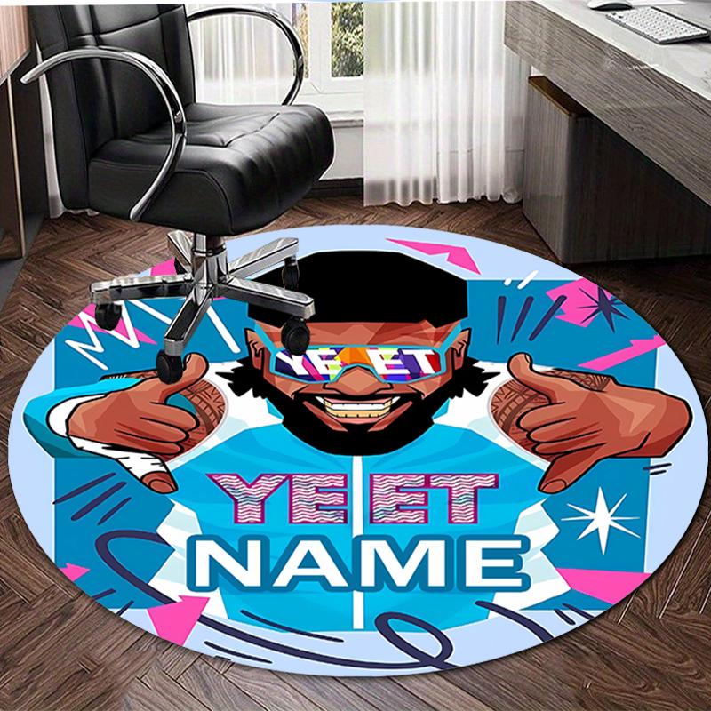Personalized J-JEY USO YEET Round Chair Office Rug - Perfect for Mat, Office Chair & More - Ideal Gift for Birthdays and Holidays