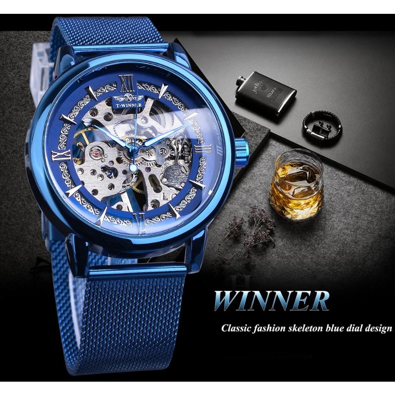 Победитель для мужчин, мода и отдых, автоматические механические часы с полым механическим механизмом