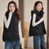 New Lingge Autumn and Winter Women's Lightweight Sleeveless Vest Hooded Solid Color Thickened Warm Sports Casual Loose Lightweight Jacket