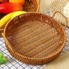 1 шт., плетеный поднос для хранения фруктов, овощей, тортов, круглая форма, пластиковая корзина из ротанговых нитей