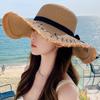 Женская летняя пляжная соломенная шляпа корейская морская шляпа с полями солнцезащитная шляпа для отпуска большая крутая шляпа с бантом