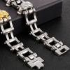 Cool Steel Skull Face Heads Motorcycle Chain Bracelet for Men Unique Gothic Men's Bracelets Punk Rock Jewelry Accessory Gifts