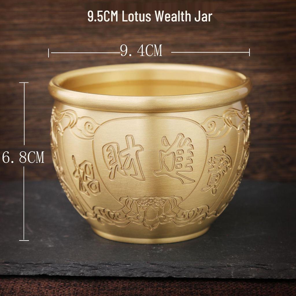 Brass Rice Jar: Home Decoration Treasure Basin with Hundred Blessings Couplet