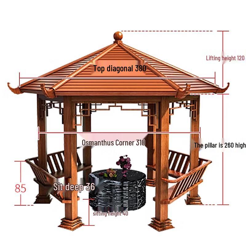 ShiQu New Chinese Style Hexagonal Garden Pavilion