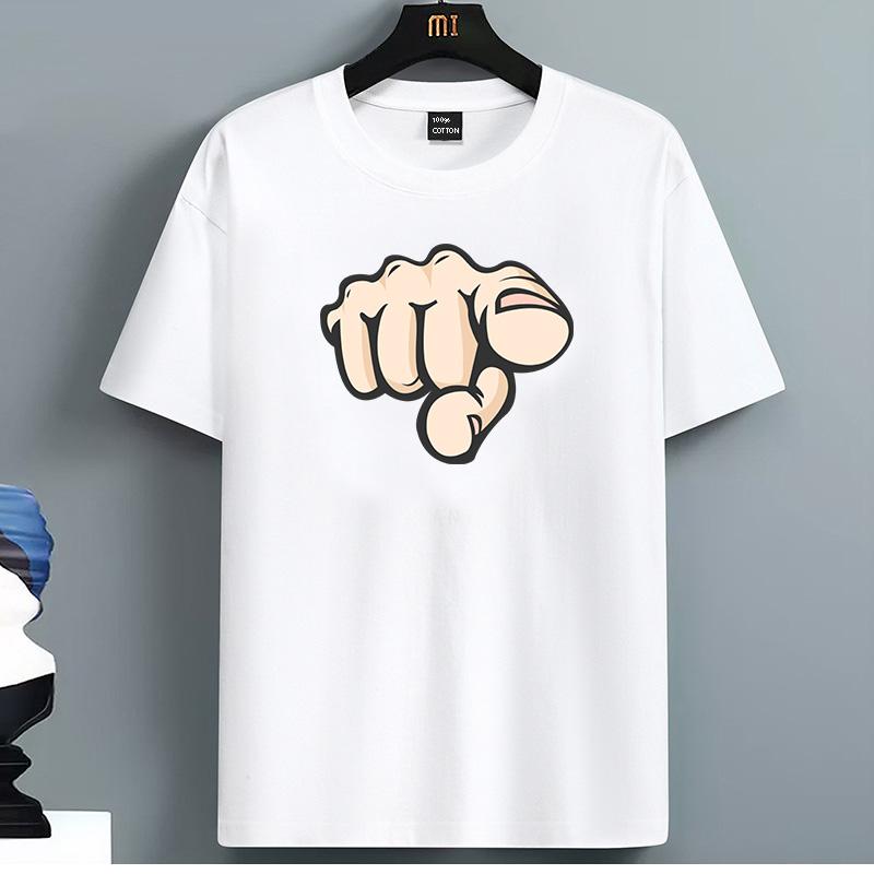 For Men's 100% Cotton Crew Neck Short Sleeve T-Shirt with Cartoon Hand Pointing Pattern Graphic
