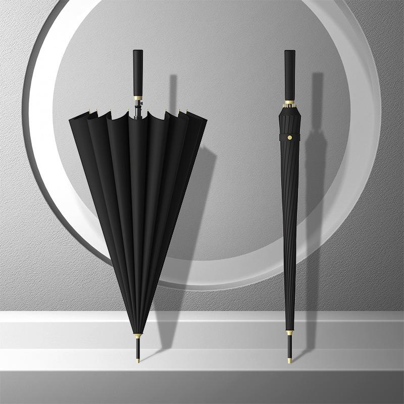 24-Bone Long Handle Umbrella: Large, Double-Reinforced Automatic Business Umbrella