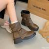 Модная платформа Женские ботинки Модные универсальные Нескользящие Короткие ботинки Осень Зима минималистичные удобные Толстый каблук Женская обувь