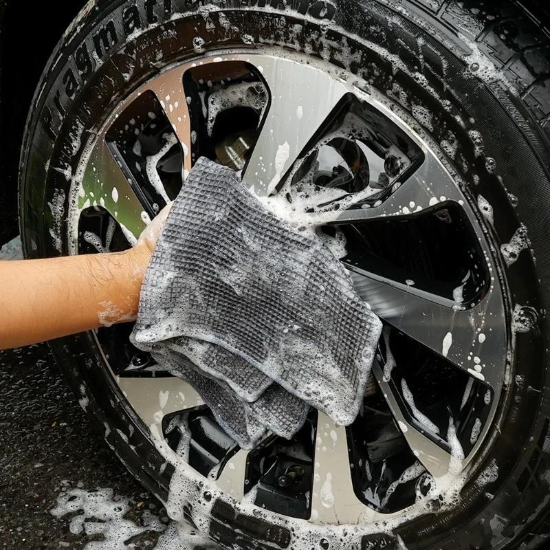 Полотенце для мытья автомобиля Вафельное плетение Полотенце для чистки окон автомобиля Микрофибра Воск Полировка Детейлинг Полотенце Впитывающее плетение