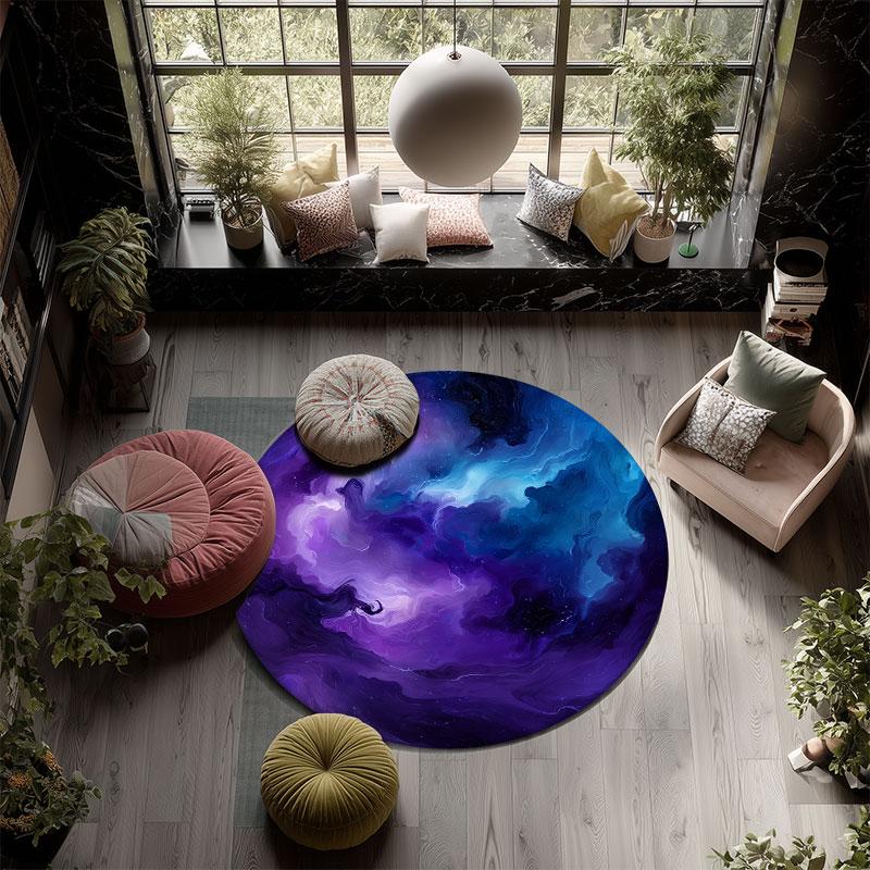 Purple pattern round rug,Carpet Rug for Living Room Bedroom Playroom ,Non-slip Floor Mat,Holiday Gifts and Birthday Gifts.