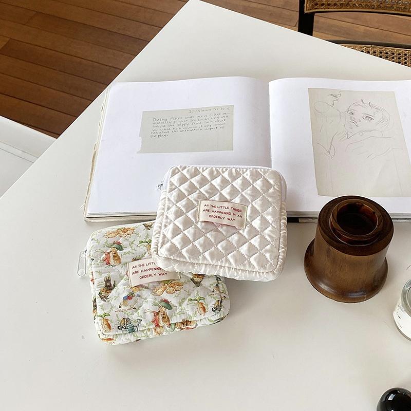 Хлопковая косметичка, мини-портативная косметичка, тампоны, гигиенические салфетки, подушечки-органайзер, линия передачи данных, ключ для наушников, сумка-кошелек