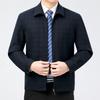High-end Wool Jacket Men's Spring and Autumn New Casual Loose Lapel Top Middle-aged and Elderly Men's Wool Plaid Jacket