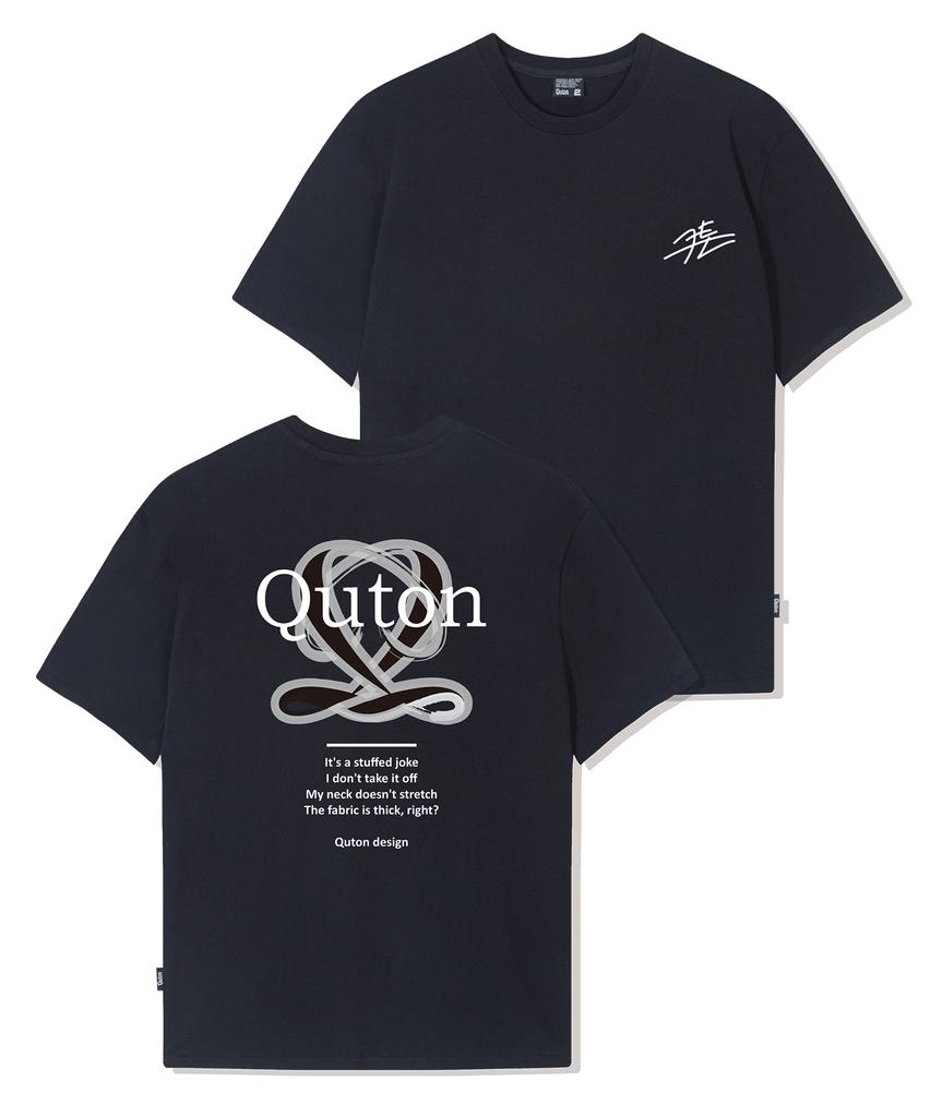 QUTON [Set] Graphic Artwork Heavy Short Sleeve T-Shirt 2 Colors