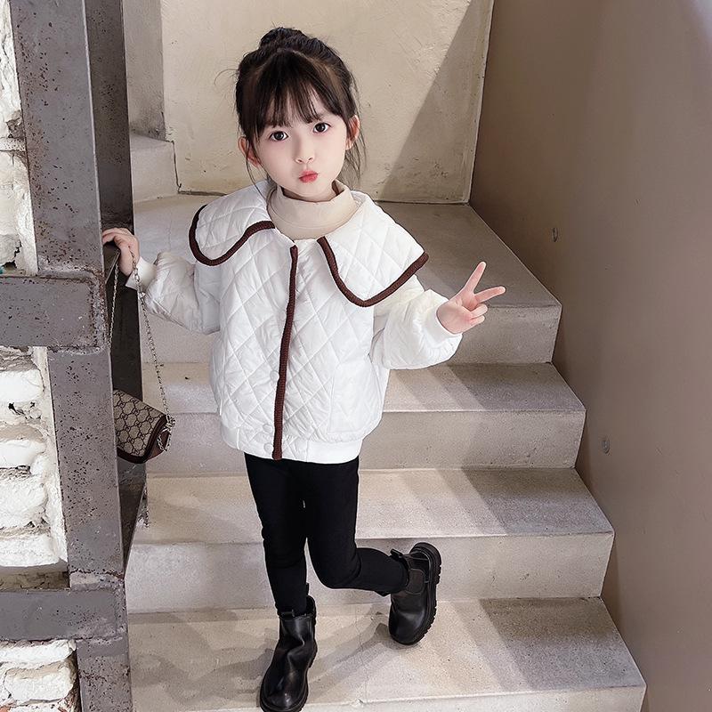 2024 Girls' Stylish Quilted Jacket: Versatile, Lightweight Autumn/Winter Cotton Coat