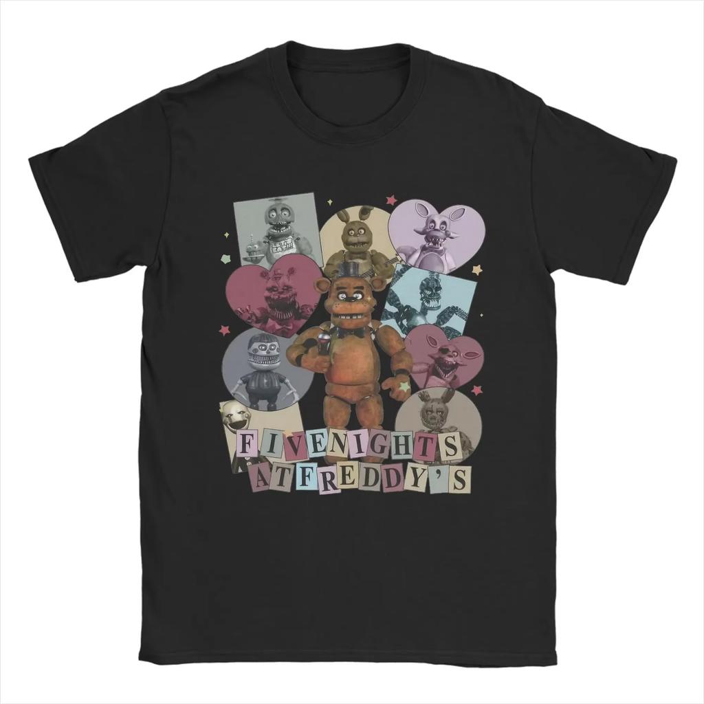Five Nights At Freddys FNAF Мужская юмористическая футболка с графикой 2026 Новая хлопковая классическая с круглым вырезом с коротким рукавом Повседневная футболка