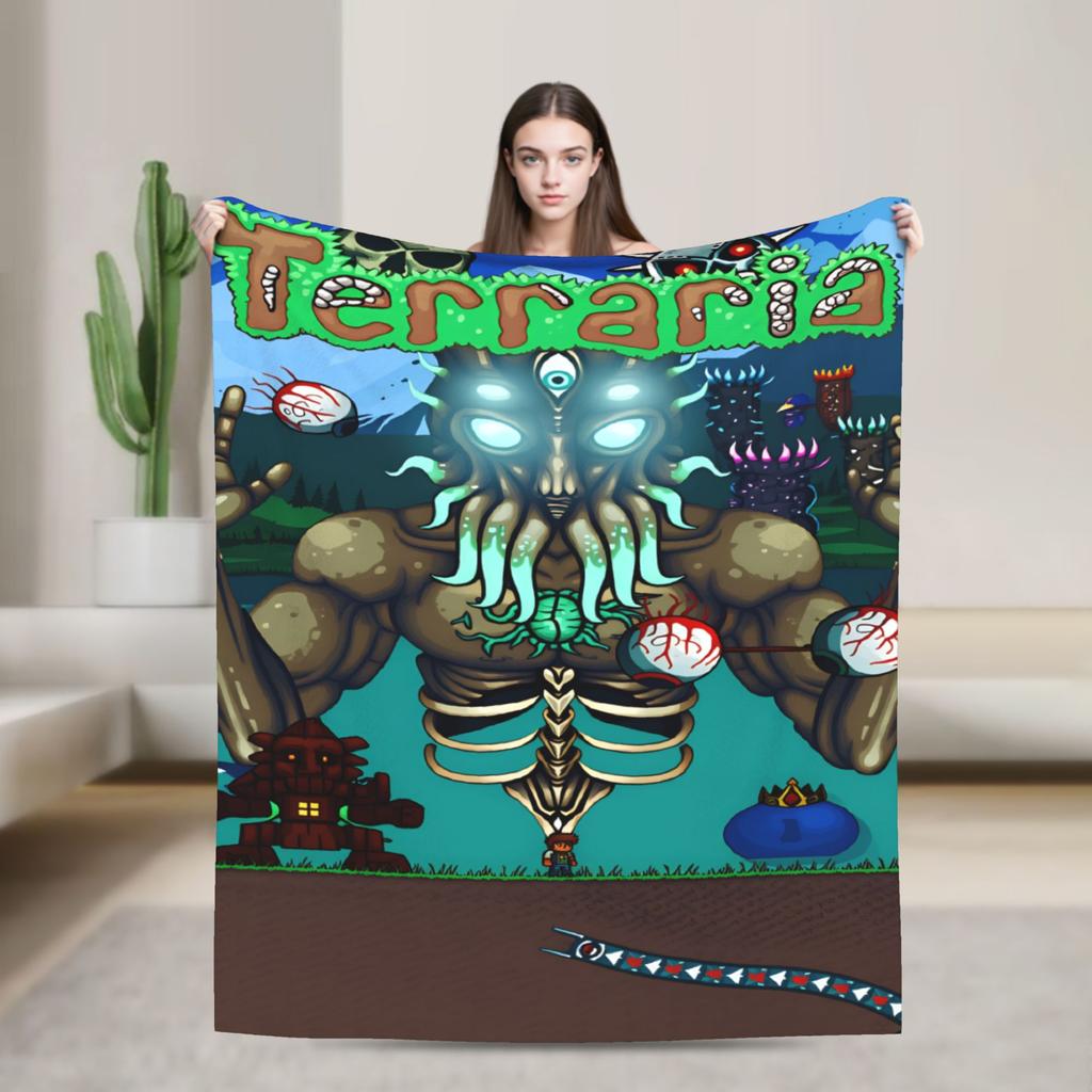 Terraria Game Factorio The factory must grow Blanket Super Warm Plush Throw Blanket For Couch Chair Flannel Bedspread Bed Cover