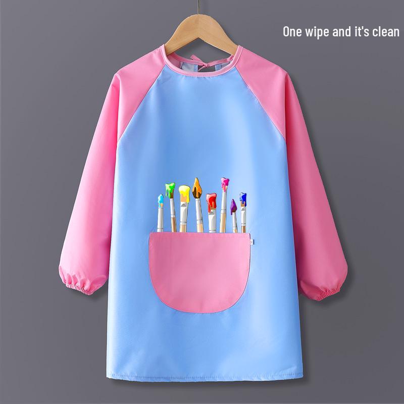 Kids' Waterproof Art Smock with Long Sleeves & Reversible Bib