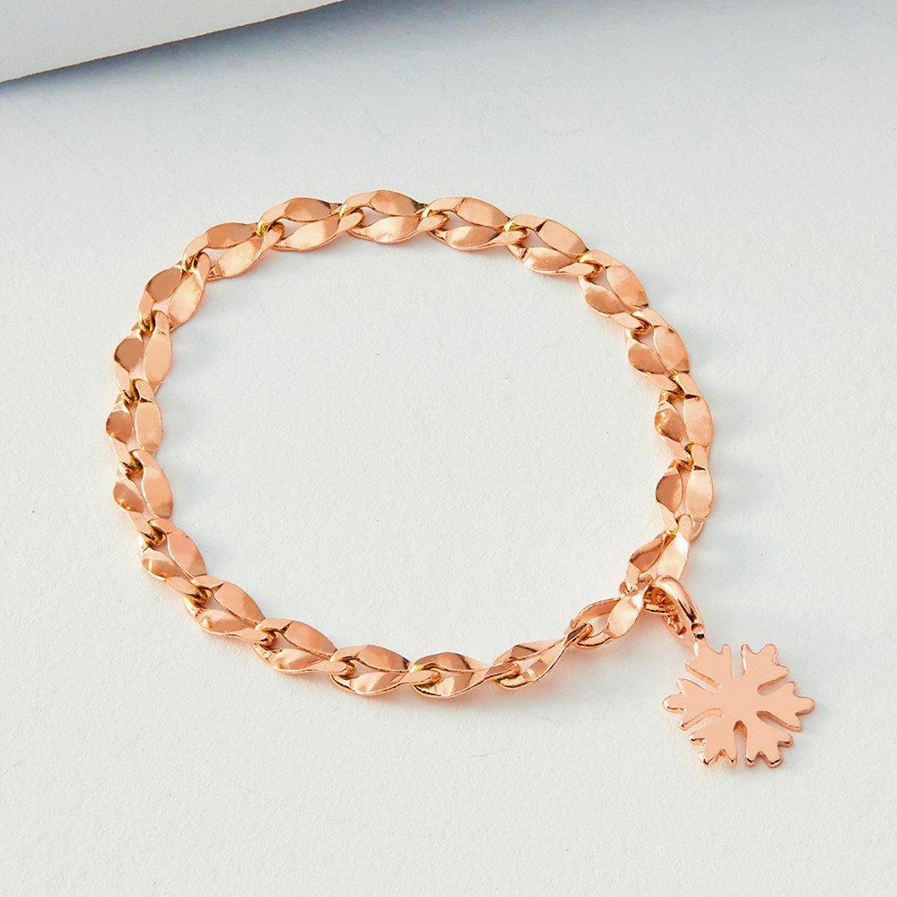 14K Gold Snowflake Dangle Bottiche Chain Ring
