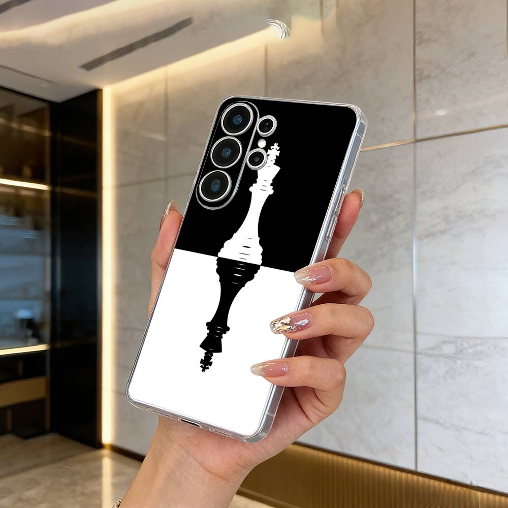 Крутая Чехол-Арт с Шахматами для Телефона Samsung S25, S24, S21, S22, S23, S30, Ultra, S20, Plus, Fe, Lite Прозрачная Крышка