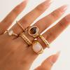 Ins Cool Wind Irregular Gemstone Ring Set Personalized Metallic Texture Rings for Women
