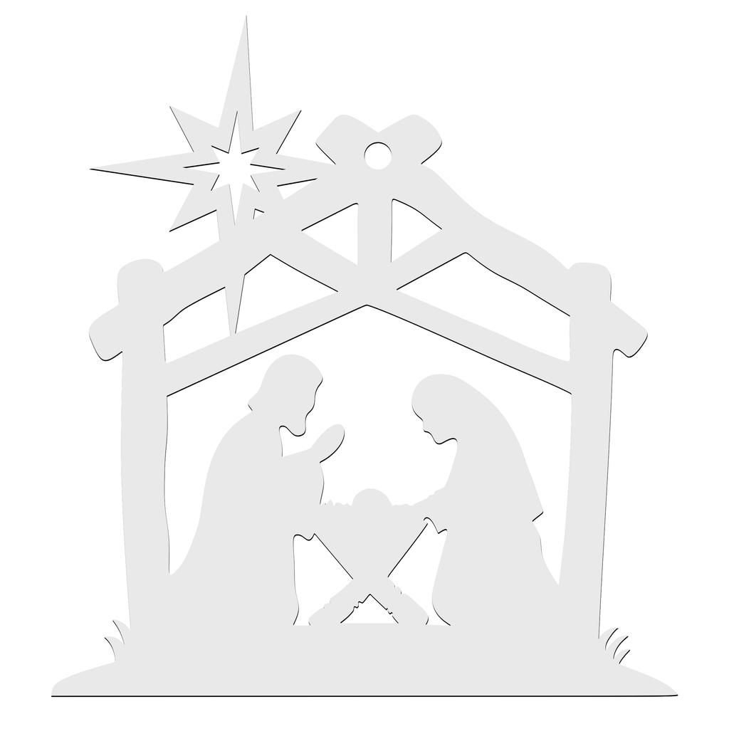 White MDF Christmas Tree Ornament, Nativity Scene, Wooden Decorations for Painting
