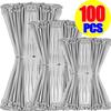 100PCS Cable Ties Multifunctional Metal Self Locking Zip Tie Clamps Reusable Stainless Steel Fastening Ring Cable Accessories