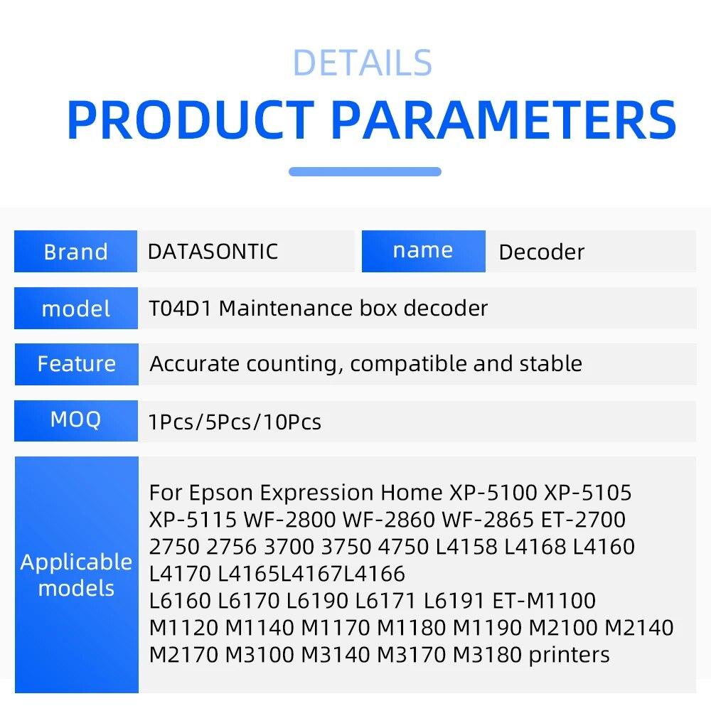T6716 ​​T04D1 T04d0 T3661 Устройство сброса чипа технического обслуживания для Epson WF-M5799 C5710 C5790 C5290 C5210 XP-15000 XP6000 L6170 декодер