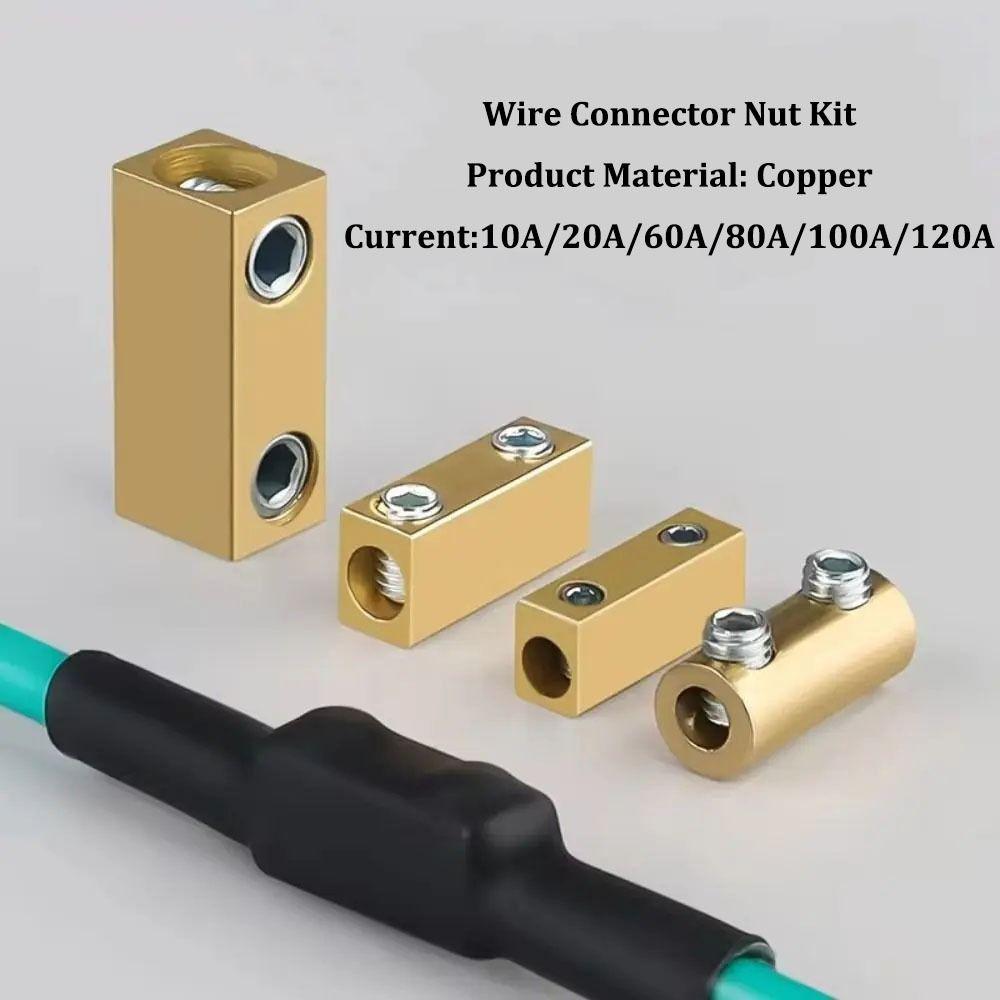 10/20/60A Brass Terminal Block High Current with Heat Shrink Tubing Electrical Wire Connector High Power Non Pressurized