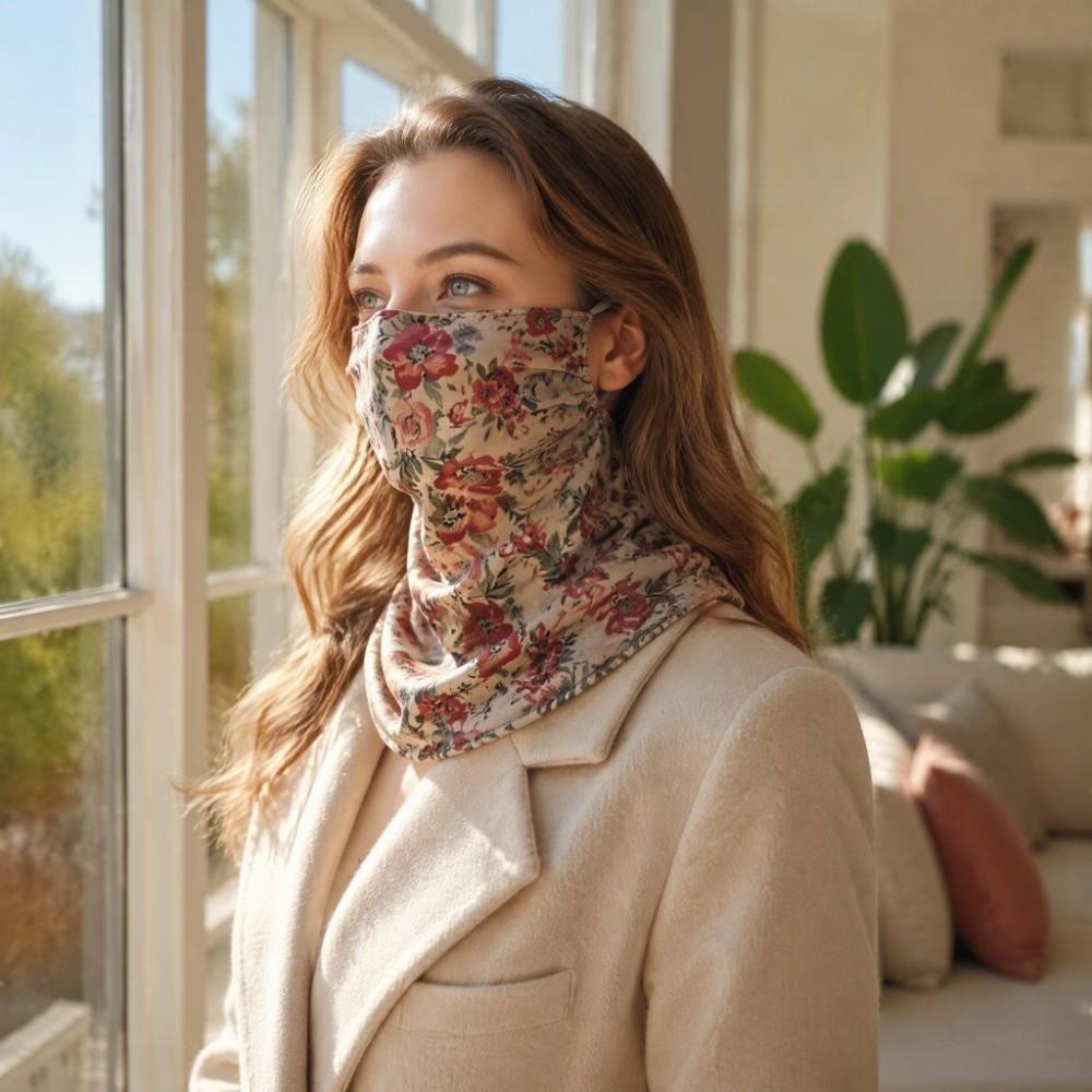Fleece Winter Neck Warmer Lengthen Windproof Scarf Flower Cold-Proof Scarf Cycling