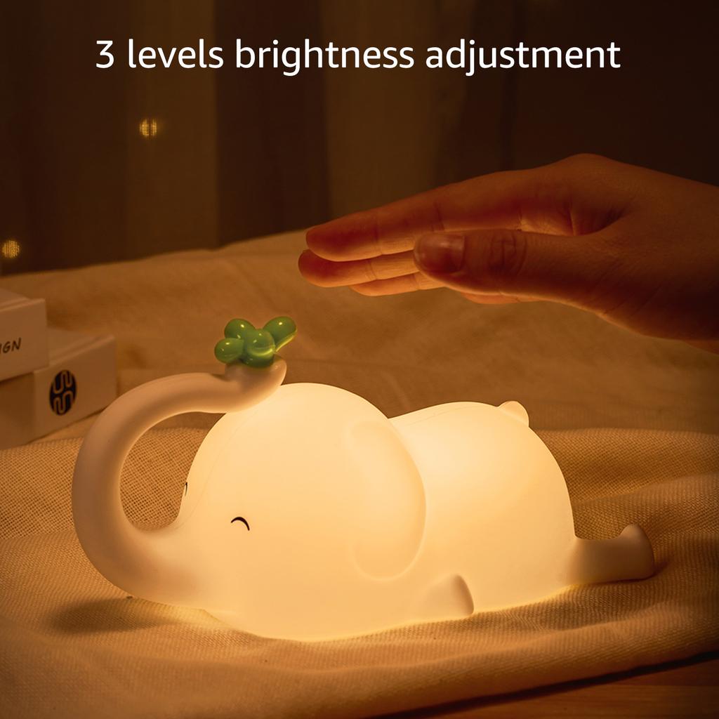 Night Light, Cute Elephant Children Bedroom Decorations, Desktop Phone Stand, Birthday Gift For Girls Boys Kids