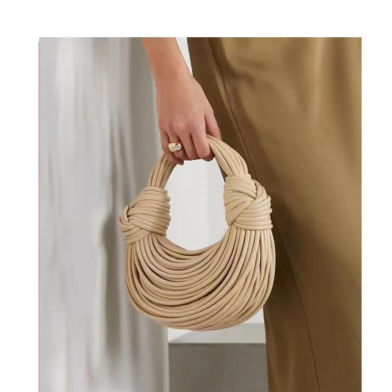Handbags for Women New In Gold Luxury Designer Brand Handwoven Noodle Bags Rope Knotted Pulled Hobo Silver Evening Clutch