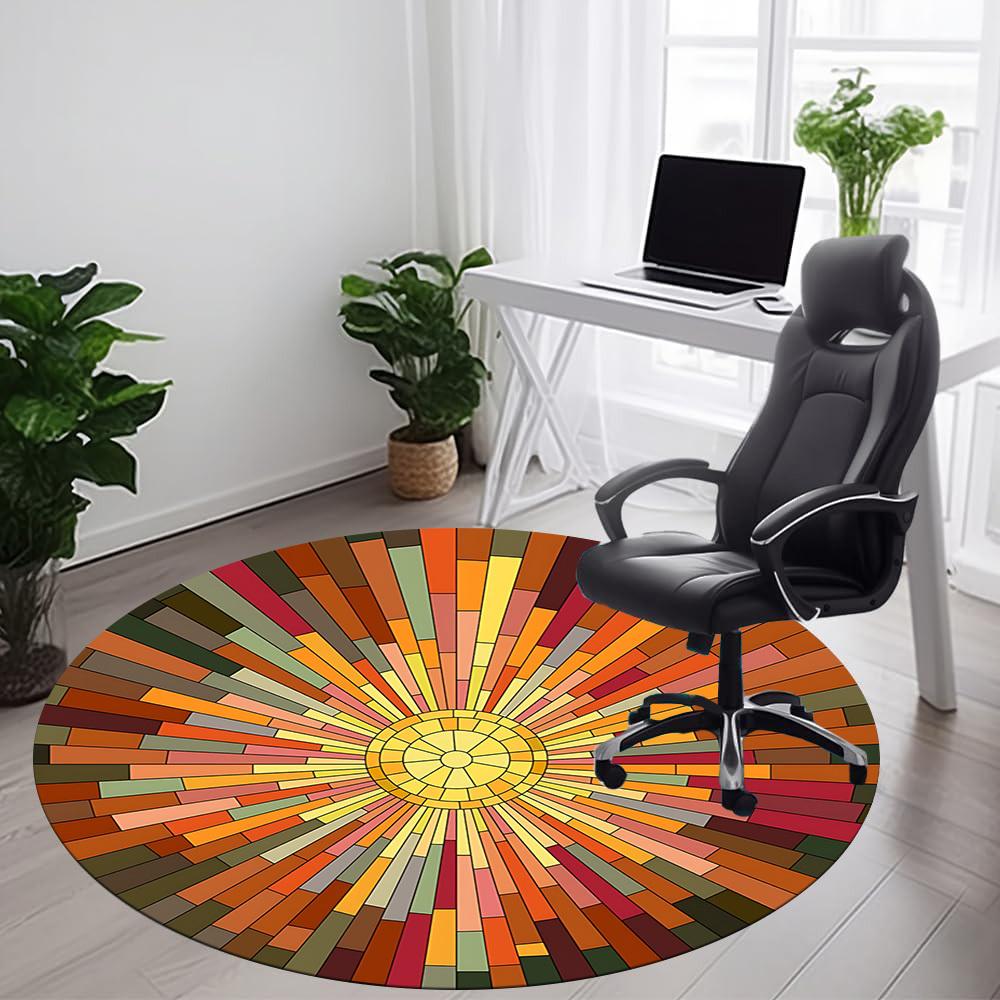 1pc Sunburst Mosaic Office Round Area Rug, Indoor Mat Suitable ForOffice, Under Office Chairs Bedroom Living Room Home Decor, Room Deco  D056
