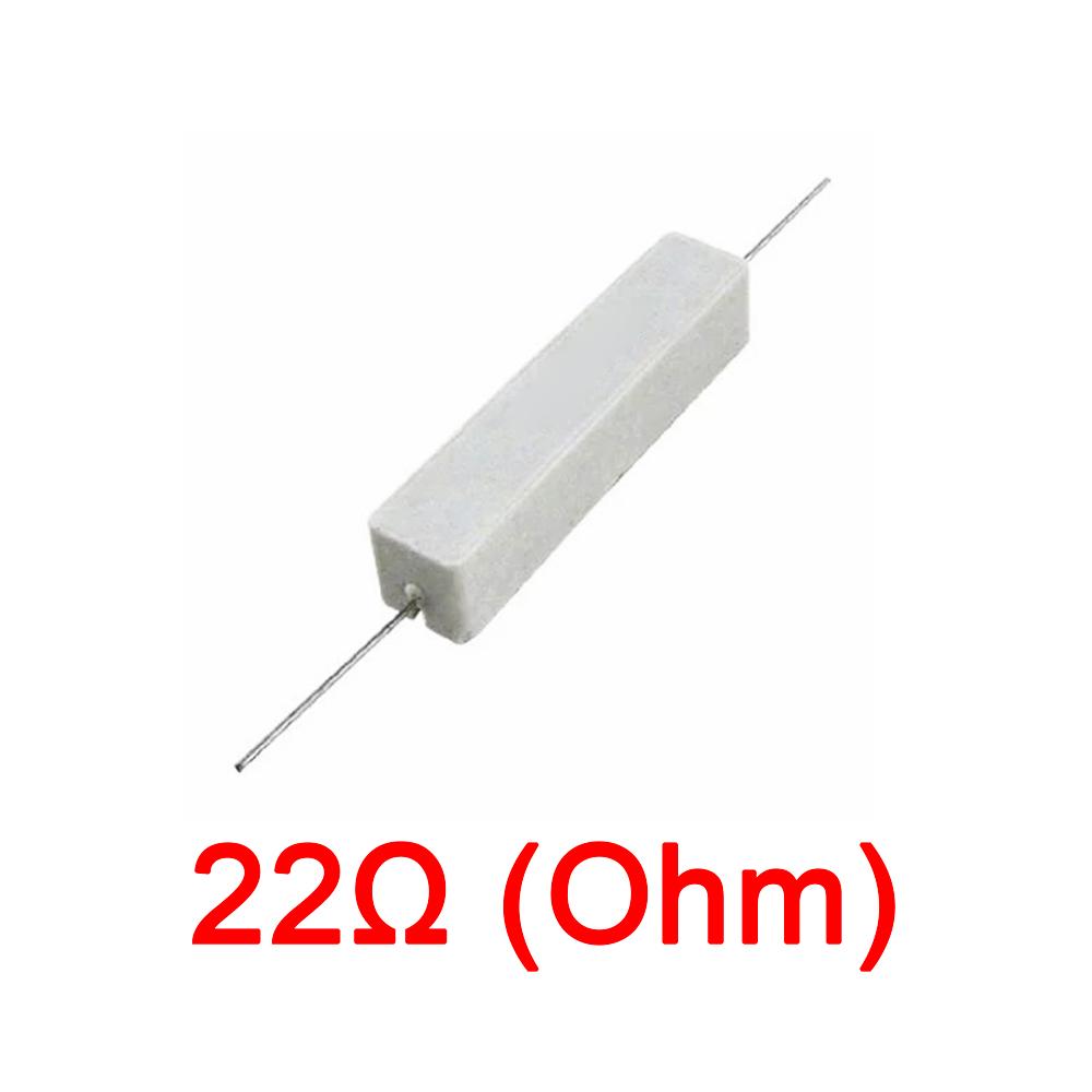 10PCS Wirewound Ceramic Cement Power Resistor Fixed Horizontal 20W Watt 0.1ohm - 100Kohm Vertical Axial Lead Resistance 5% 0.1/0.22/0.47/100/1K R Ohm