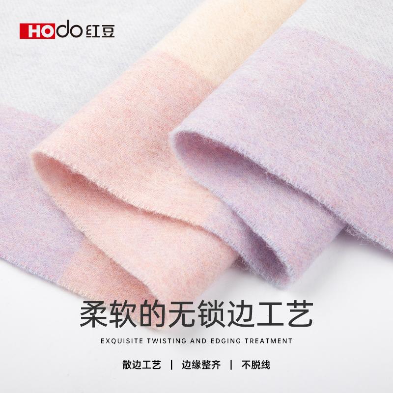 Red Bean Pure Wool Scarf Women's Autumn and Winter Warm Scarf, Men's and Women's Universal Checkered Scarf