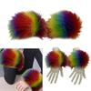 Women Colorful Faux Furs Wrist Cuffs Winter Furry Bands Arm Warmer Wrist Slap On Cuffs Arm Warmer Plush Thicken