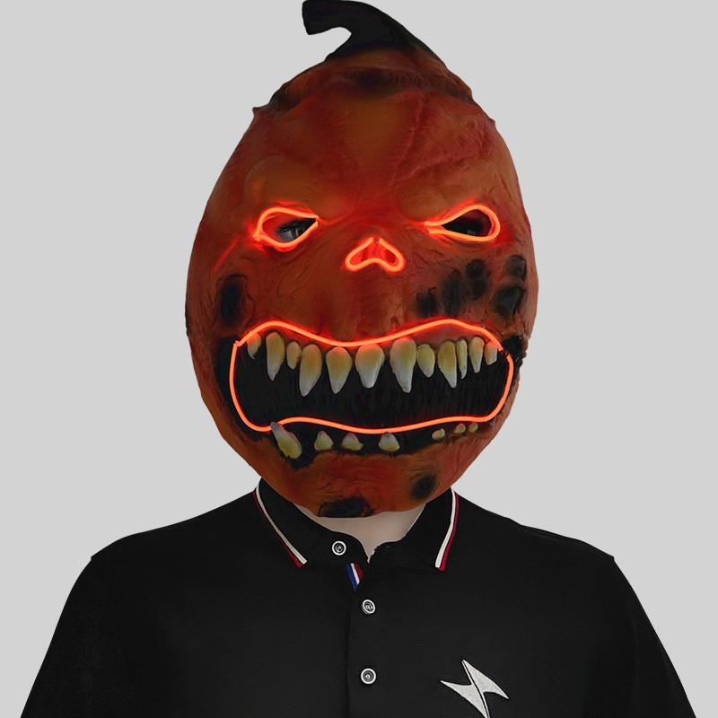 Страшная Светящаяся Тыквенная Голова Латексная Маска для Хэллоуина, Костюмированных Вечеринок и Фестивалей