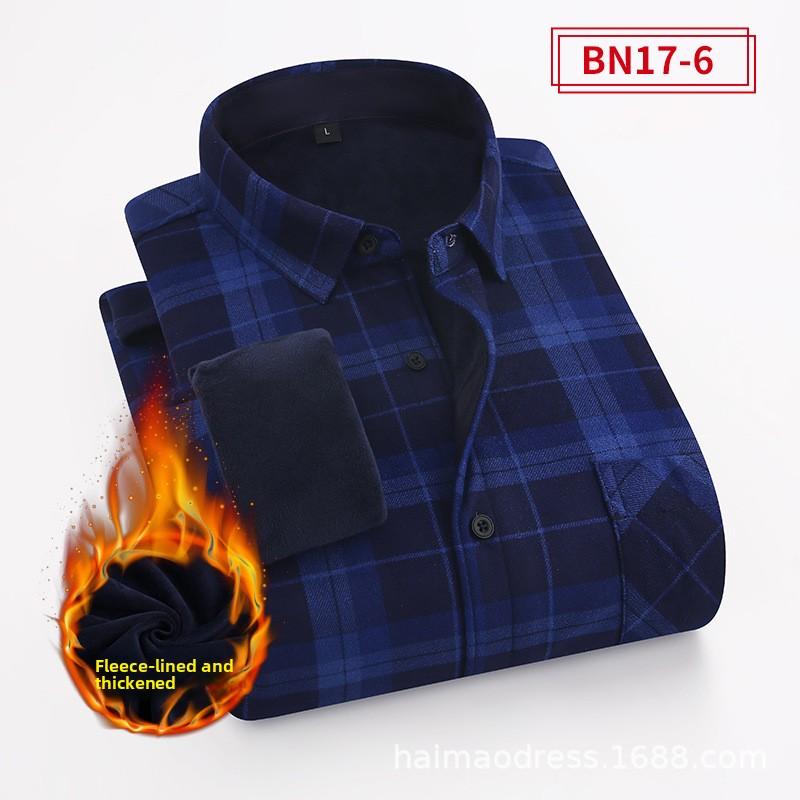 New Autumn/Winter Men’s Shirts: Checked, Fleece-Lined, Thickened Shirts – Warm Business and Casual Outerwear for Men
