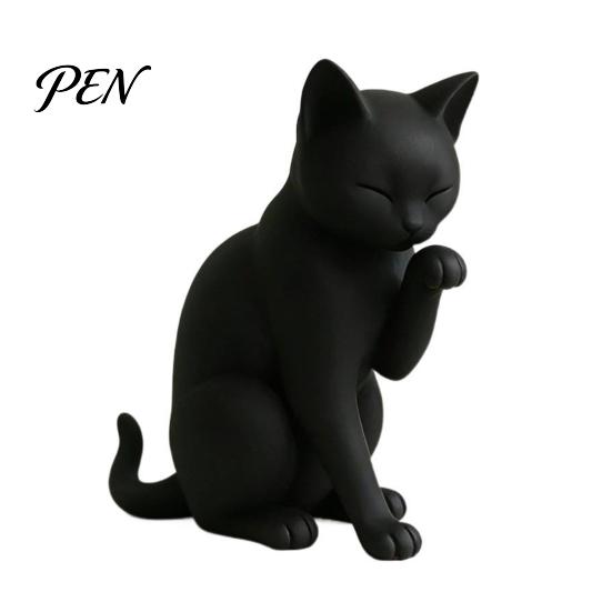 Бесшовная статуэтка кошки, черная модель, мини-фигурка-украшение, 3D-печатная матовая фигурка, декоративная для рабочего стола, прихожей, спальни