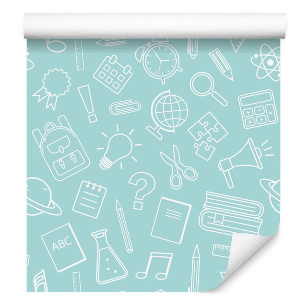Wallpaper School Supplies Celadon and White for Living Room and Bedroom 50x1000