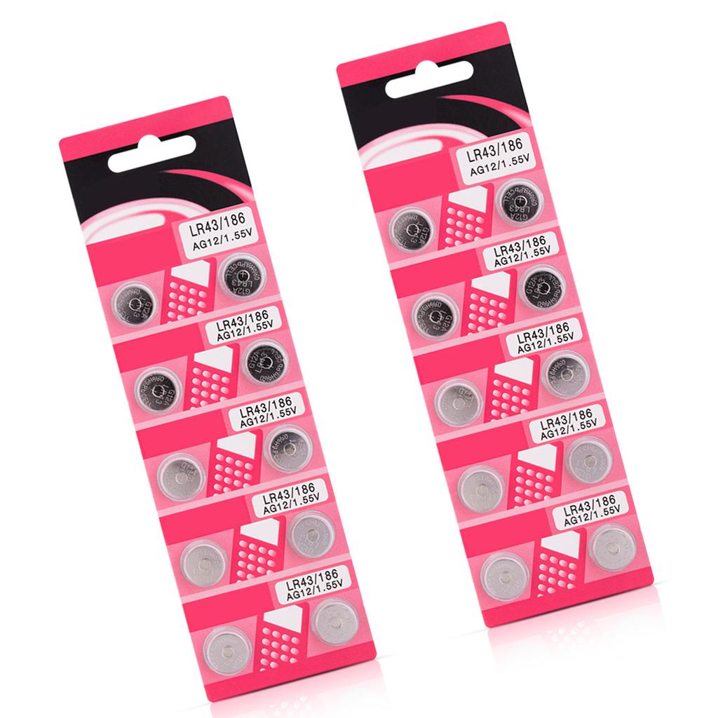 Упаковка из 10/20 щелочных батареек AG12 LR43 таблеточного типа Батарейки таблеточного типа для часов Калькуляторов Игрушечных устройств