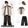 Kids Hip Hop Dance Outfit Set Boy Girl Streetwear Performance Costume Cotton Shirt Pants Vest Hat Necklace