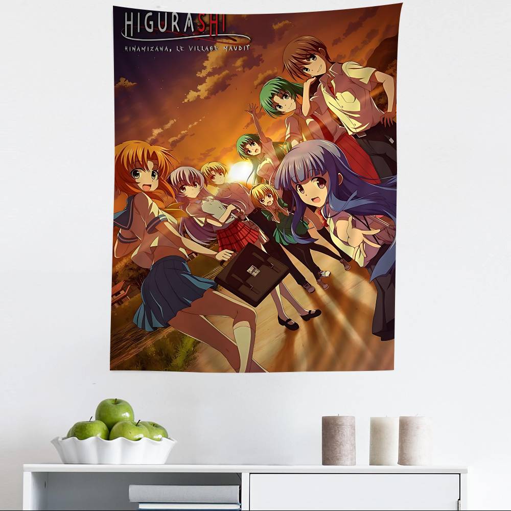 Anime Hhigurashi Wwhen They Ccry Hanging Bohemian Tapestry Hanging Tarot Hippie Wall Rugs Dorm Japanese Tapestry