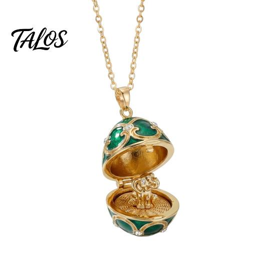 Открывающийся кулон-яйцо Talos на цепочке, Сердце из кубического циркония, Ретро-коробочка, Ювелирный подарок для девушки, жены, мамы