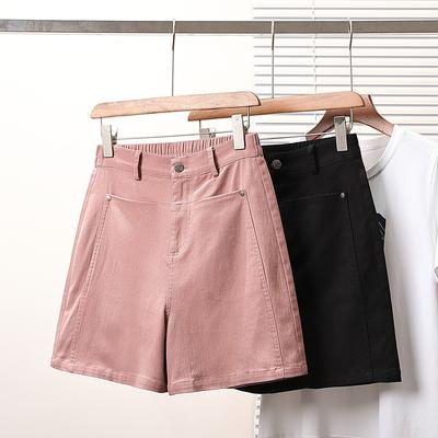 Плюс размер 2025 женские шорты брюки летние эластичные однотонные свободные джинсы-шаровары короткие базовые брюки с высокой талией