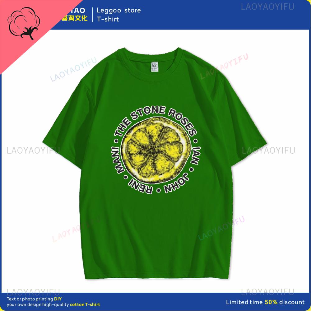Human stone rose lemon name printed pattern fashion Harajuku trend Street wear men and women universal shortsleeved Tshirt