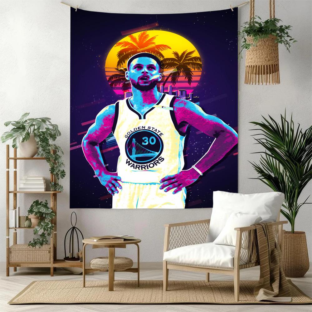 Golden State Warriors Player Retro Tapestry Rustic Farmhouse Great For Living Room Bedroom Dorm Wall Versatile Decor Tasseled Design Gift For Birthday