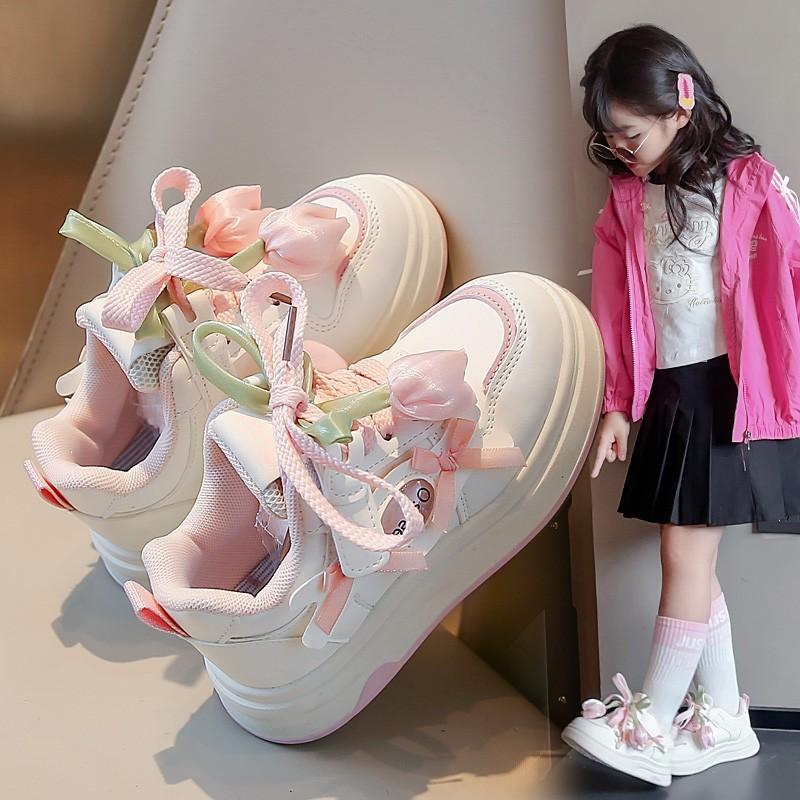 Girls Floral Print Casual Sneakers Comfortable Breathable Low Top Shoes Kids Ages 4-6