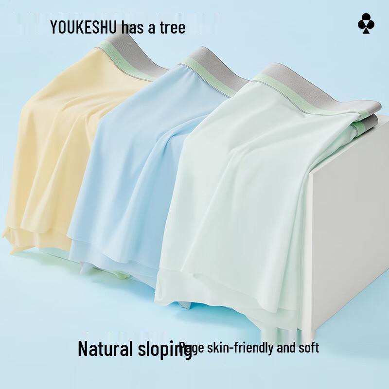 Youkeshu Мужские антибактериальные боксеры-брифы из ледяного шелка, 3 штуки